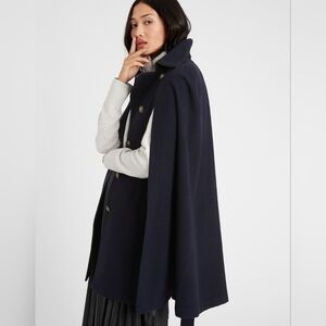 Banana Republic womens X-Small Italian Wool Blue Melton Cape Coat